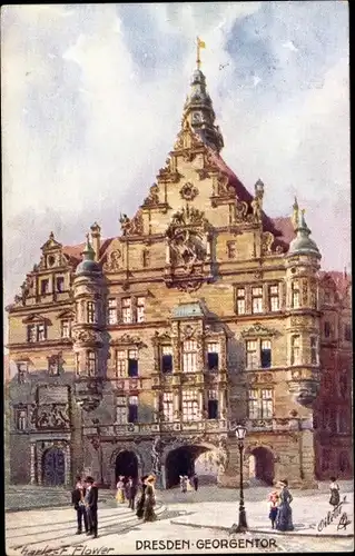 Künstler Ak Flower, Charles F., Dresden Altstadt, Partie am Georgentor, Tuck 728