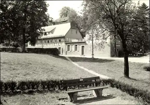 Ak Hartha Hintergersdorf Tharandt im Erzgebirge, Ferienheim und Gaststätte Talmühle, Bank