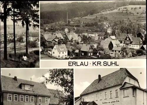 Ak Erlau Schleusingen in Thüringen, Konsum-Gaststätte Zur Erholung, Gasthaus zur grünen Erle