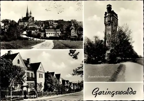 Ak Geringswalde Sachsen, Ortsansicht, Langenauer Straße, Aussichtsturm