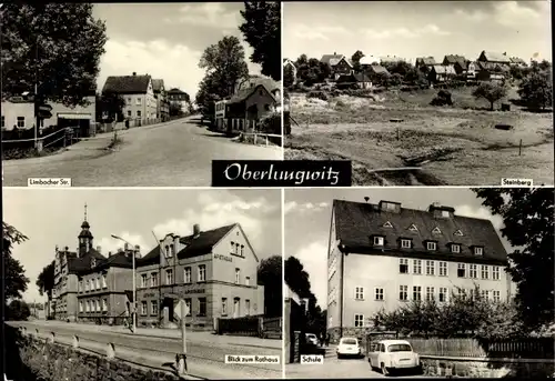 Ak Oberlungwitz in Sachsen, Limbacher Straße, Steinberg, Blick zum Rathaus, Schule