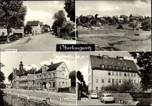 Ak Oberlungwitz in Sachsen, Limbacher Straße, Steinberg, Blick zum Rathaus, Schule