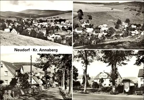 Ak Neudorf Sehmatal im Erzgebirge, Panorama, Straßenpartie, Teilansicht