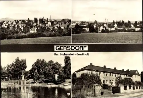 Ak Gersdorf in Sachsen, Panorama, Feierabendheim Clara Zetkin, Schwimmbad