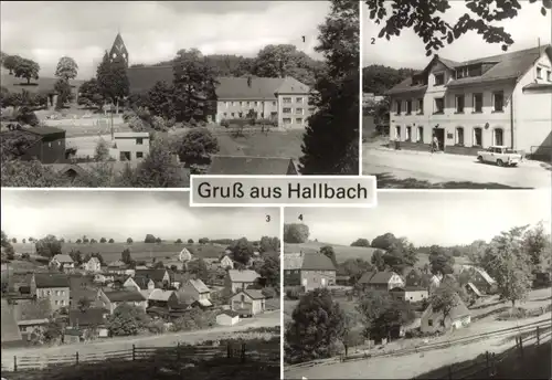 Ak Hallbach Olbernhau im Erzgebirge Sachsen, Kirche, Betriebsferienheim VEB Galvanotechnik Leipzig