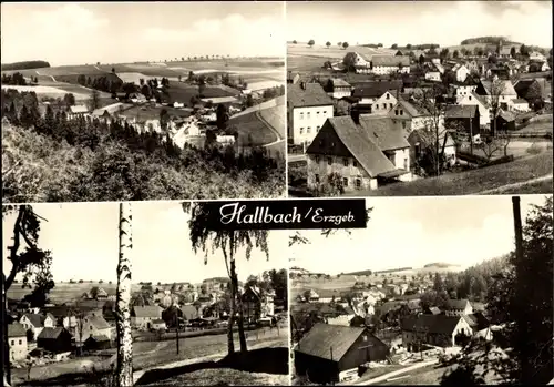 Ak Hallbach Olbernhau im Erzgebirge Sachsen, Gesamtansicht, Teilansichten