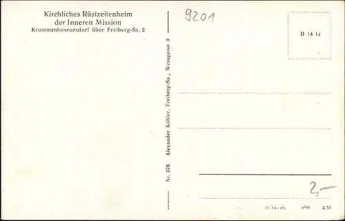 Ak Krummenhennersdorf Halsbrücke Sachsen, Kirchliches Rüstzeitenheim