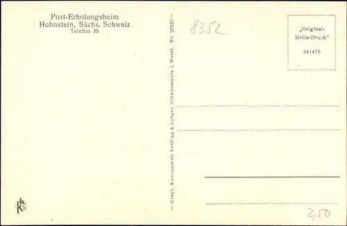 Ak Hohnstein in der Sächsischen Schweiz, Post Erholungsheim, Innenansicht, Speisesaal