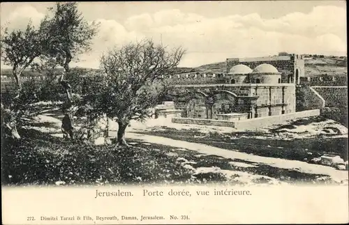 Ak Jerusalem Israel, Porte doree, vue interieure
