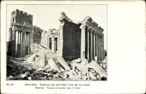 Ak Baalbek Libanon, Temple de Jupiter, vue de la Face, Tempel