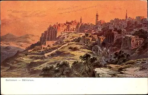 Künstler Ak Perlberg, F., Bethlehem Palästina, Panorama