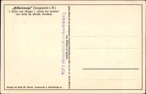 Künstler Ak Dlouhá Louka Langewiese Osek Ossegg Reg. Aussig, Höhenwege, Kreuz