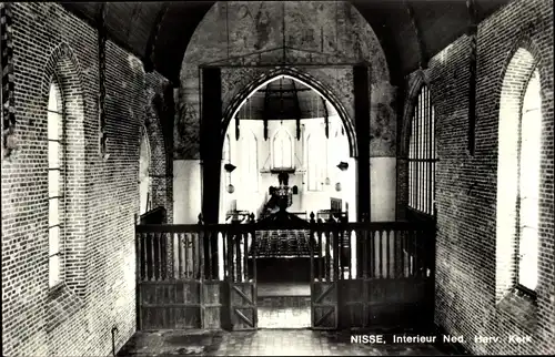 Ak Nisse Zuid Beveland Zeeland Niederlande, Interieur Ned. Herv. Kerk