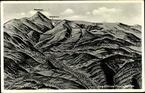 Landkarten Ak Malá Úpa Kleinaupa Riesengebirge Region Königgrätz, Schneekoppe