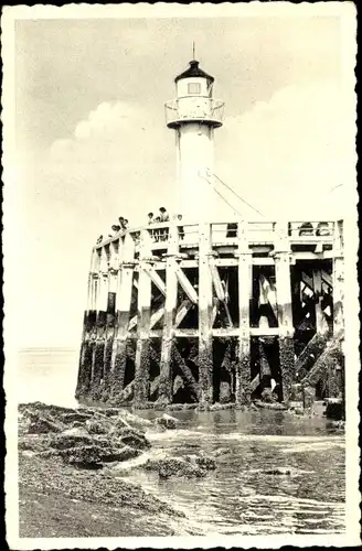 Ak Nieuport Bains Nieuwpoort Westflandern, Estacade, Leuchtturm