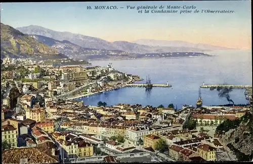 Ak Monte Carlo Monaco, Vue generale de Monte-Carlo et la Condamine prise de l'Observatoire