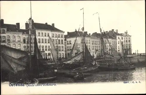 Ak Oostende Ostende Westflandern, Quai des Pecheurs