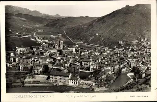 Ak Ripoll Katalonien, Monasterio Ripoll, Vista parcial