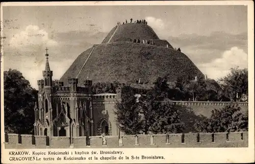 Ak Kraków Krakau Polen, Kopiec Kosciuszki i kaplica sw. Bronislawy