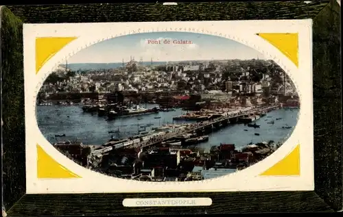 Präge Passepartout Ak Konstantinopel Istanbul Türkei, Pont de Galata, Brücke