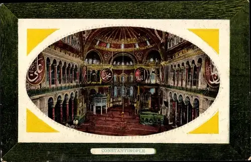 Präge Passepartout Ak Konstantinopel Istanbul Türkei, Interieur de la Mosquee St. Sofia