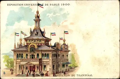 Litho Paris, Exposition universelle 1900, Pavillon du Transvaal
