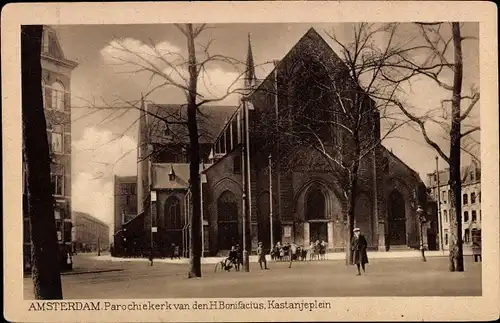 Ak Amsterdam Nordholland Niederlande, Parochiekerk van den H. Bonifacius, Kastanjeplein