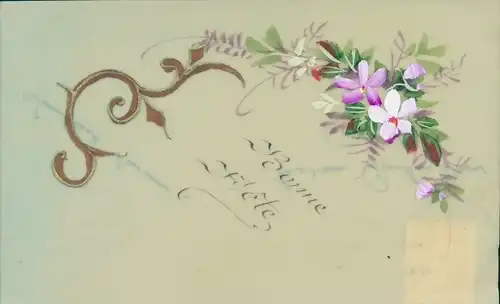 Zelluloid Ak Glückwunsch, Bonne Fete, Blumen