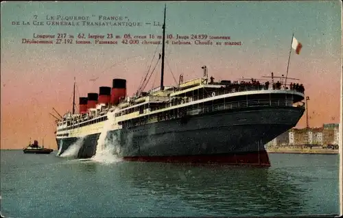 Ak Dampfer, Dampfschiff, Le Paquebot France, CGT French Line
