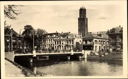 Ak Zwolle Overijssel Niederlande, Nieuwe Haven met Peperbus