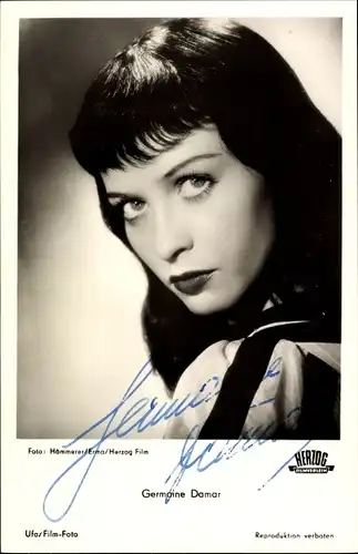 Ak Schauspielerin Germaine Damar, Portrait, Autogramm