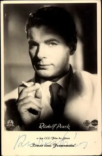 Ak Schauspieler Rudolf Prack, Portrait, Autogramm, Film Roman eines Frauenarztes