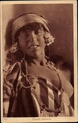 Ak Beaute bedouine, barbusige Araberin, Maghreb