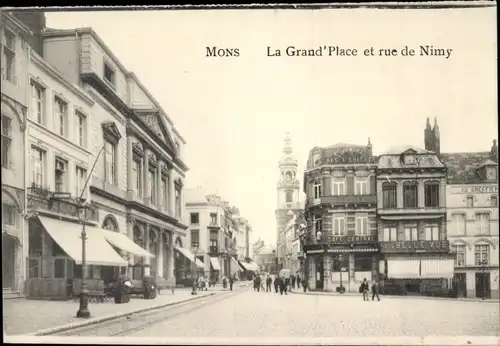 Ak Mons Wallonien Hennegau, La Grand Place et rue de Nimy