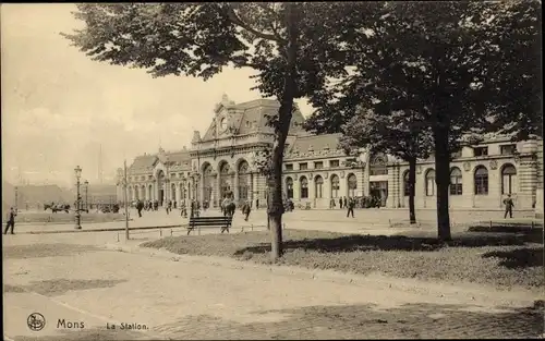 Ak Mons Wallonien Hennegau, Bahnhof