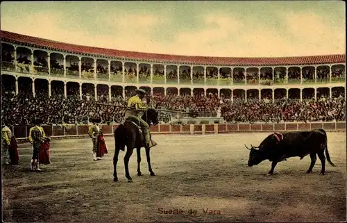 Ak Corrida de Toros, Suerte de vara, Stierkampf, Arena