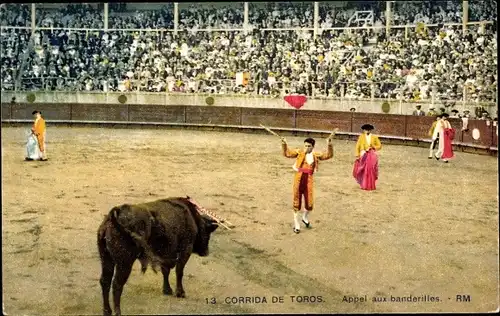 Ak Stierkampf, Corrida de Toros, Appel aux banderilles