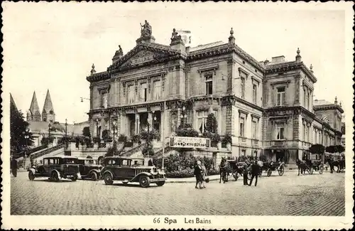 Ak Spa Wallonien Lüttich, Etablissement des Bains, Autos, Kutsche