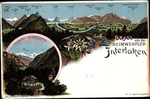 Litho Interlaken Kanton Bern Schweiz, Panorama, Heimwehfluh