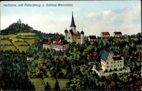 Ak Veitlahm Mainleus in Oberfranken, Teilansicht mit Patersberg und Schloss Wernstein