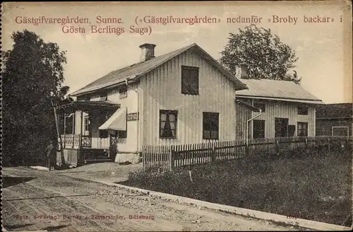 Ak Stöpafors Sunne Schweden, Gästgifvaregarden, nedanför Broby backar i Gösta Berlings Saga