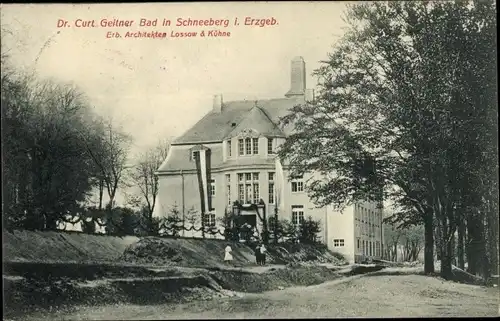 Ak Schneeberg im Erzgebirge, Dr. Curt Geitner Bad, Architekten Lossow & Kühne