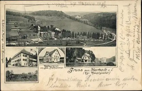 Ak Marbach an der Lauter Gomadingen Württemberg, Kgl. Hauptgestüt, Restauration, Ortsansichten