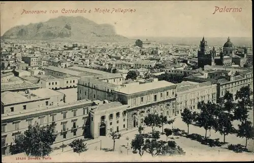 Ak Palermo Sizilien Sicilia Italien, Panorama con Cattedrale e Monte Pellegrino