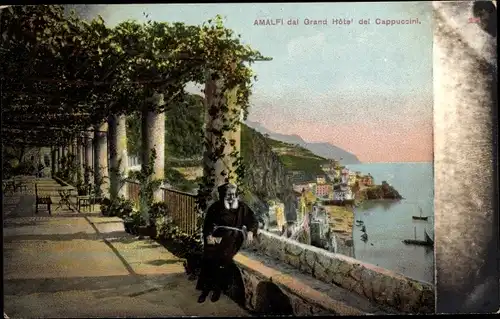 Ak Amalfi Campania, Grand Hôtel dei Cappuccini, Säulengang, Mönch, Küstenansicht