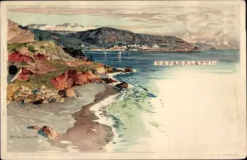 Künstler Litho Wielandt, Manuel, Ospedaletti Liguria, Blick auf die Küste