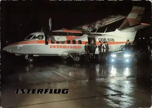 Ak Passagierflugzeug Interflug Kurzstreckenflugzeug L410, DDR-SXB