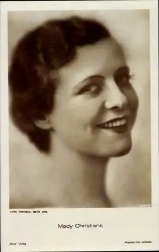 Ak Schauspielerin Mady Christians, Portrait