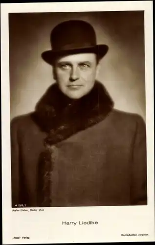 Ak Schauspieler Harry Liedtke, Portrait, Hut, Mantel