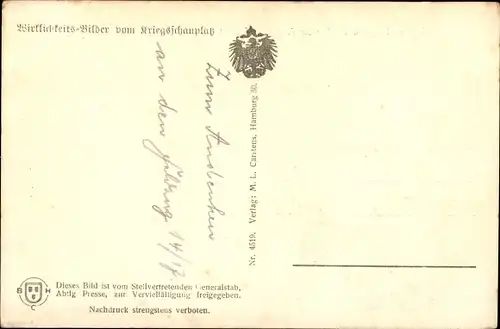 Ak Wirklichkeitsbilder vom Kriegsschauplatz, Gegen Flieger eingedeckter Artillerie Unterstand, 1. WK